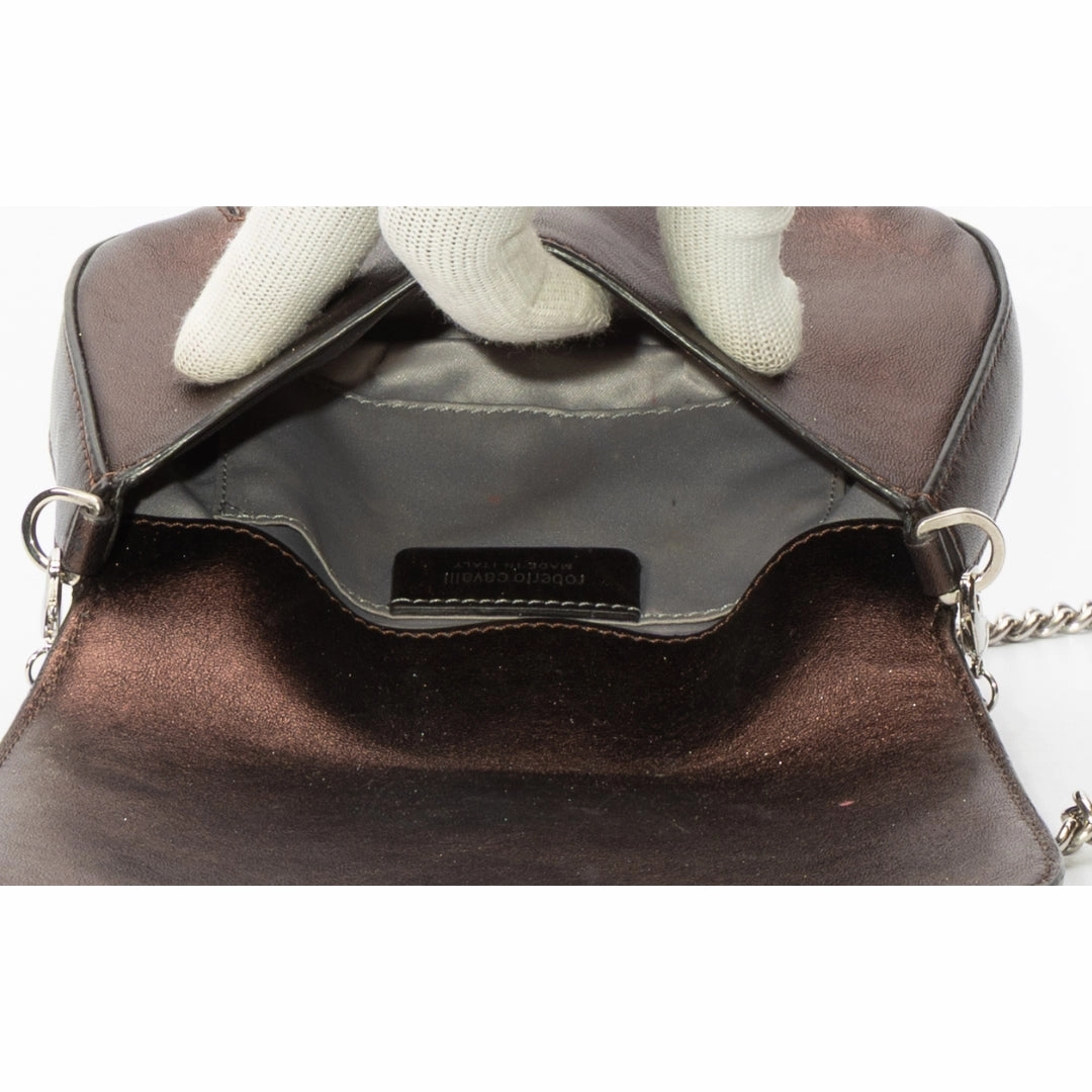 Roberto Cavalli Brown Leather Buckled Crossbody Bag