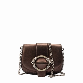 Roberto Cavalli Brown Leather Buckled Crossbody Bag