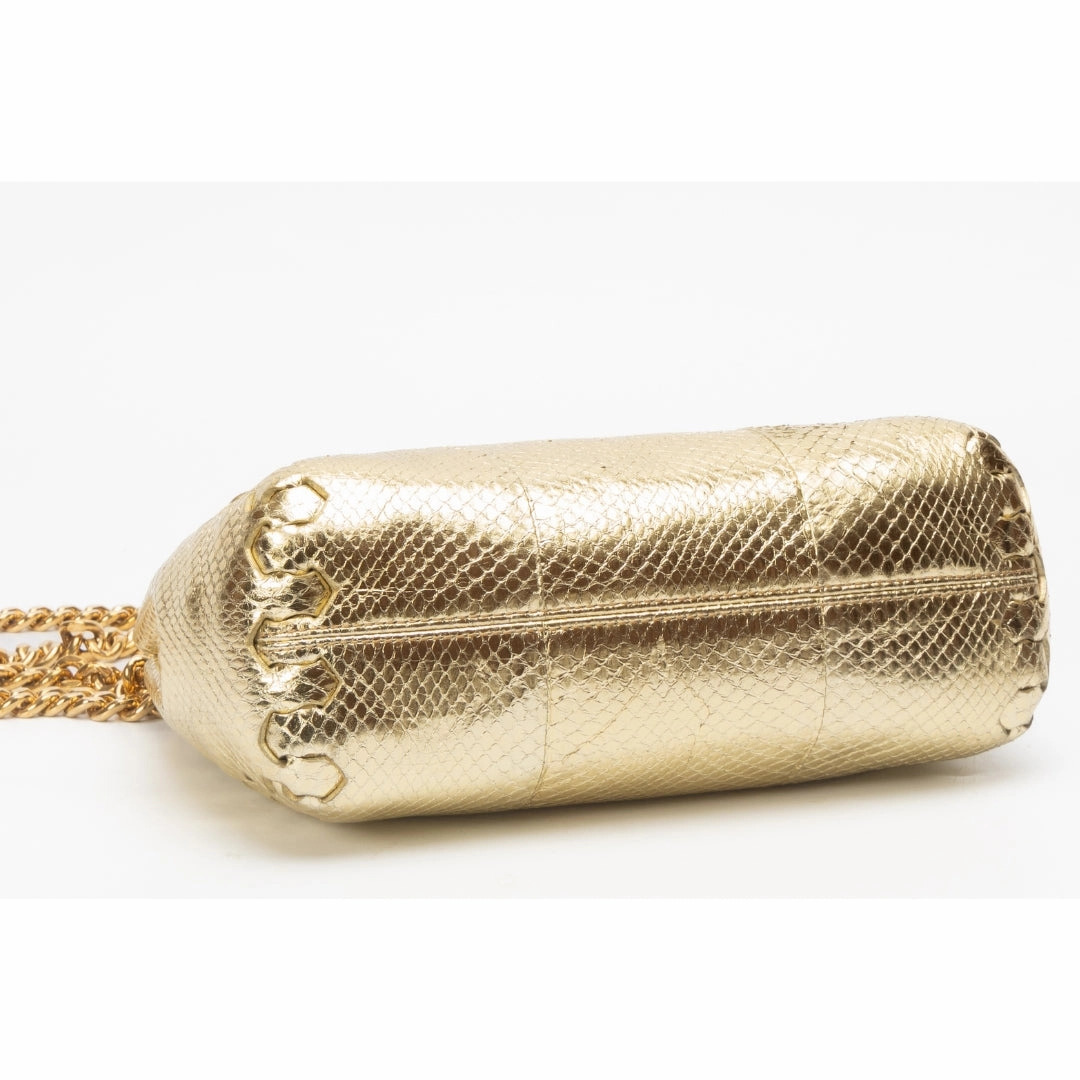 Roberto Cavalli Golden Leather Chain Sling Bag