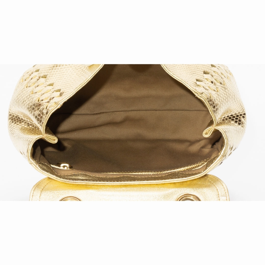 Roberto Cavalli Golden Leather Chain Sling Bag