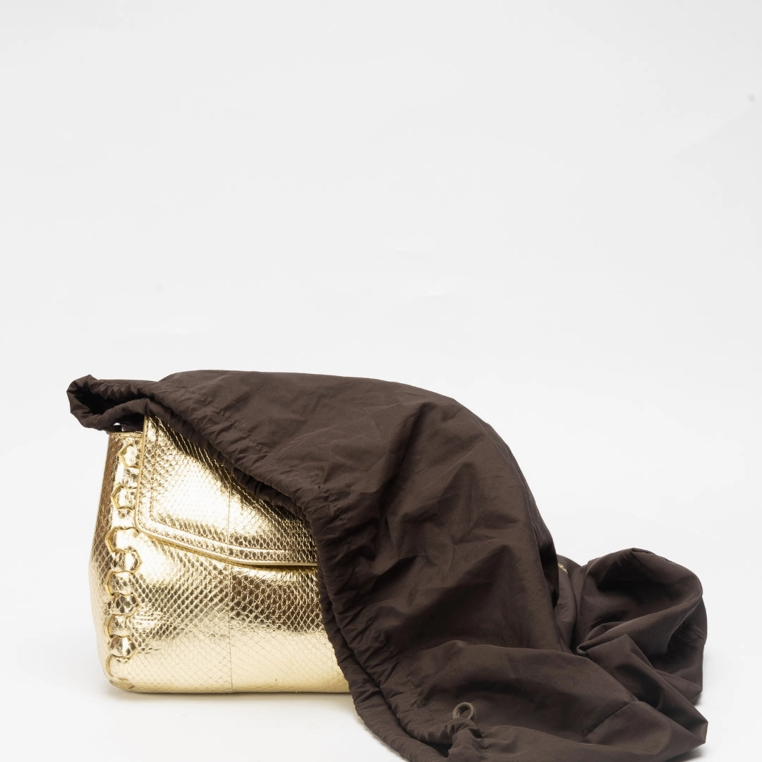 Roberto Cavalli Golden Leather Chain Sling Bag