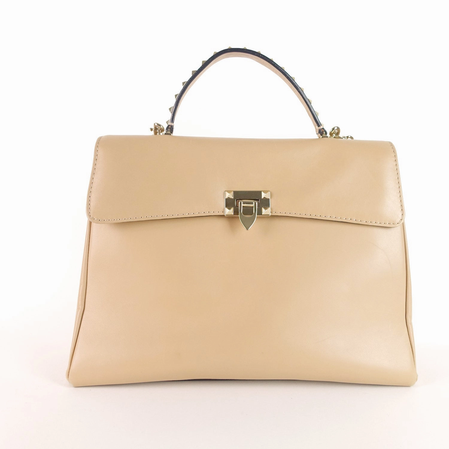 Rockstud Calf Leather Large Satchel Bag