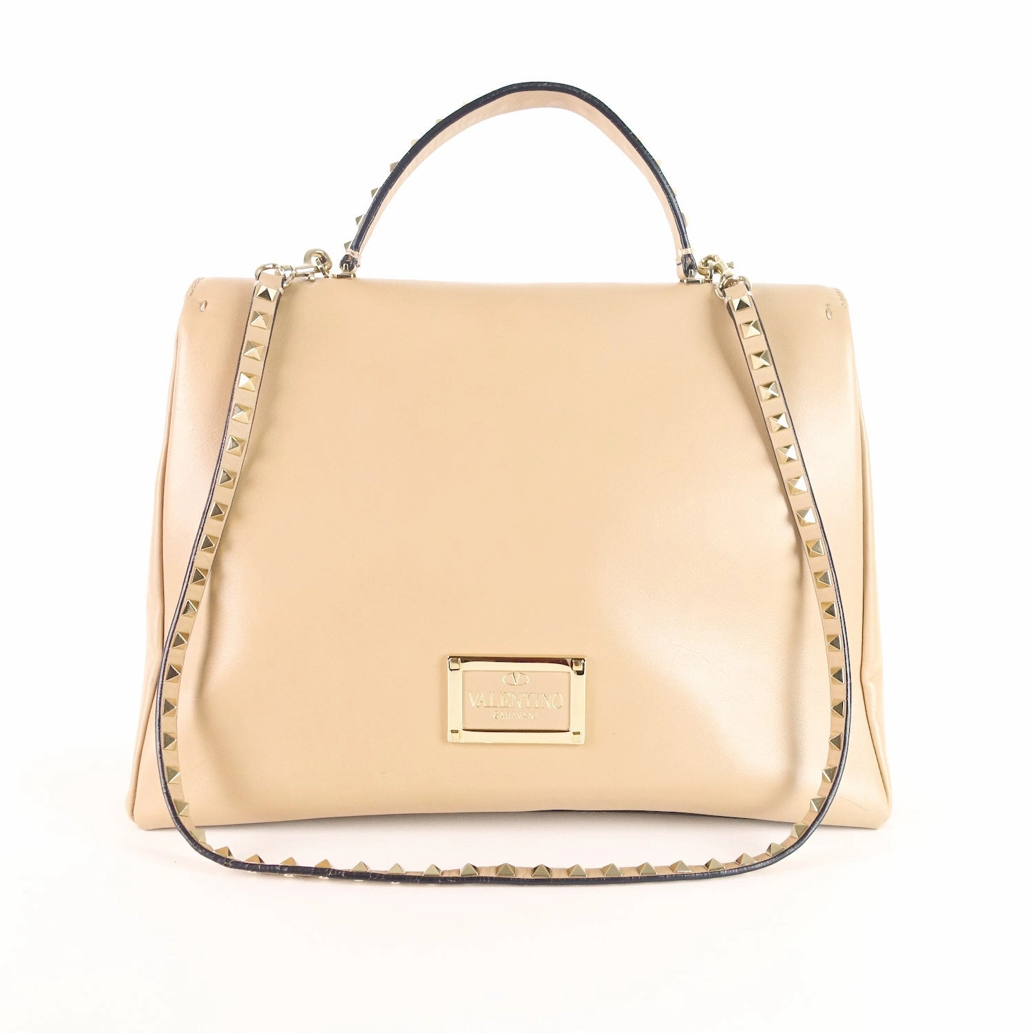 Rockstud Calf Leather Large Satchel Bag