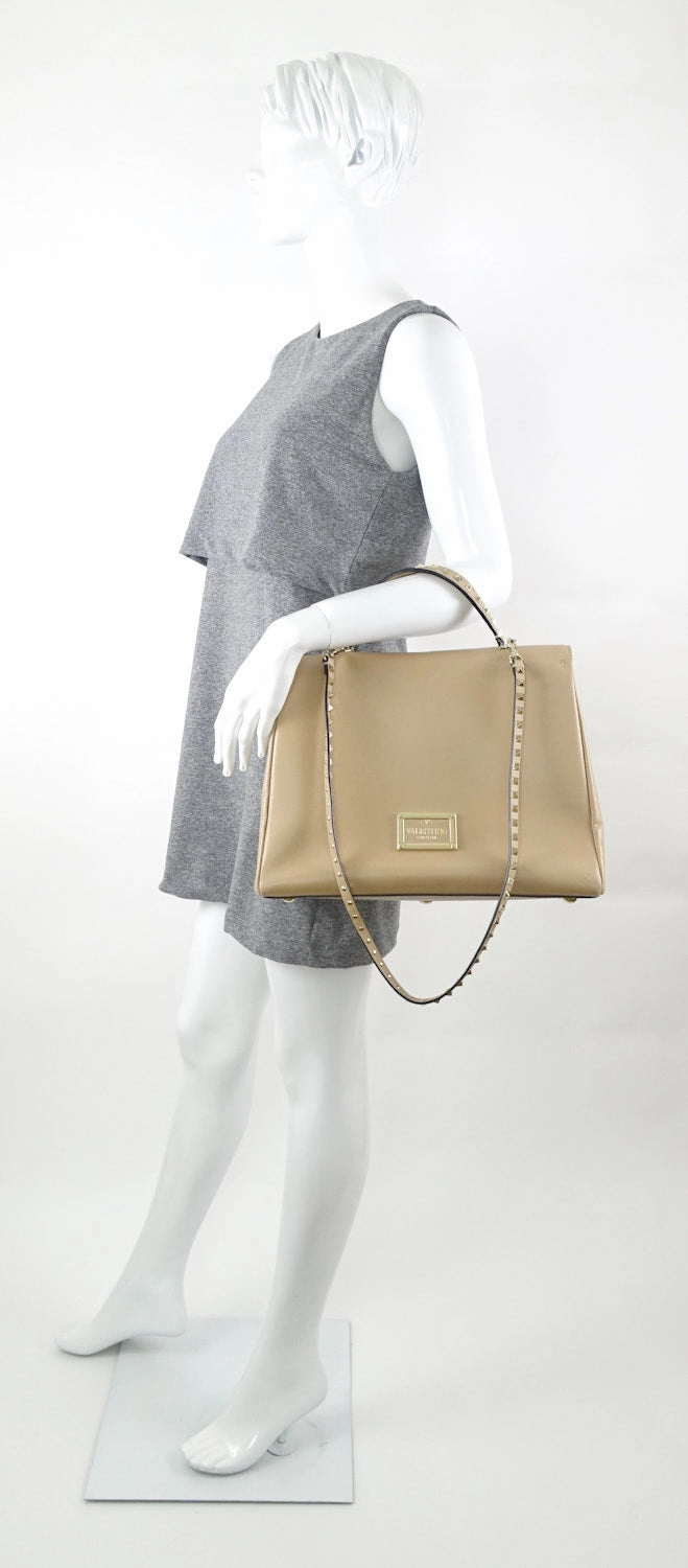 Rockstud Calf Leather Large Satchel Bag