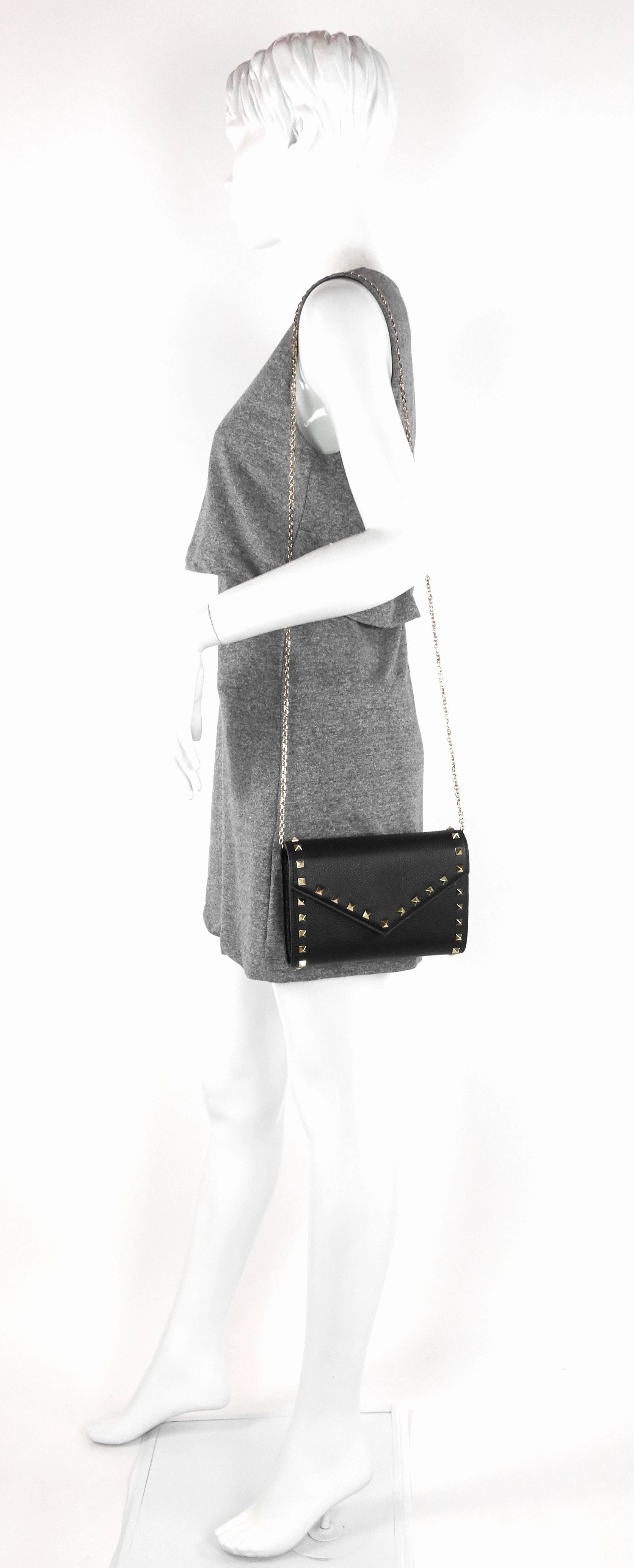 Rockstud Calf Leather Wallet on Chain