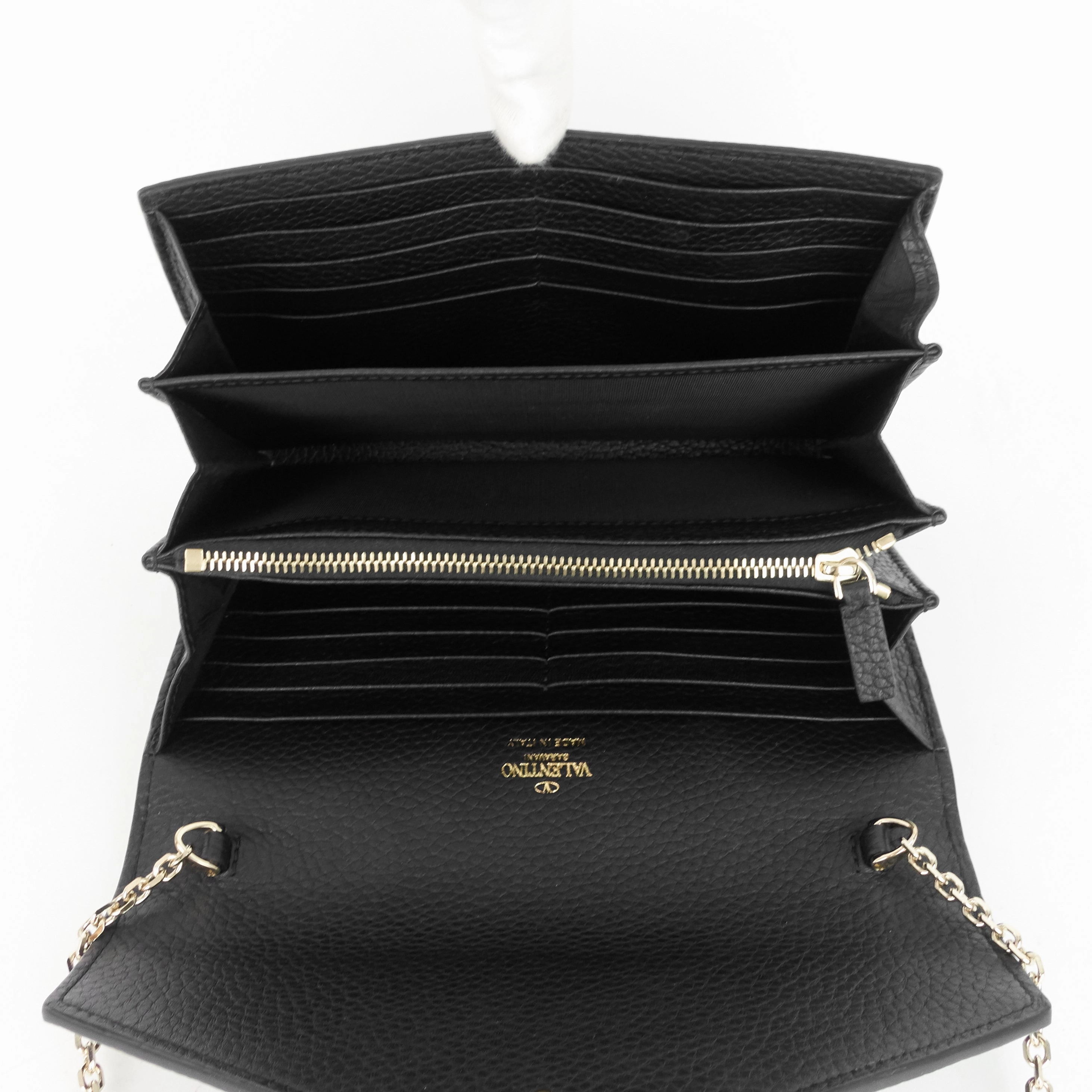 Rockstud Calf Leather Wallet on Chain