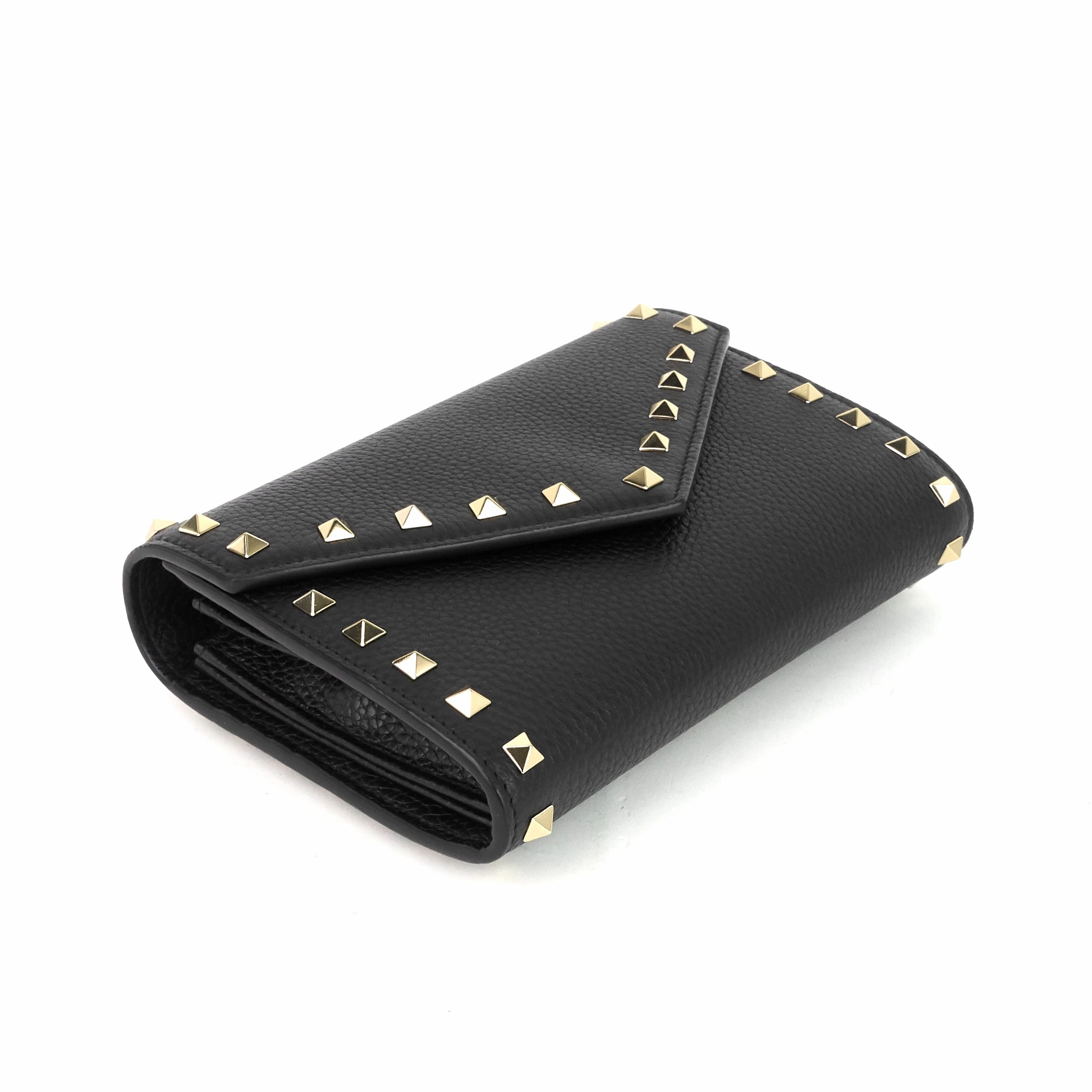 Rockstud Calf Leather Wallet on Chain