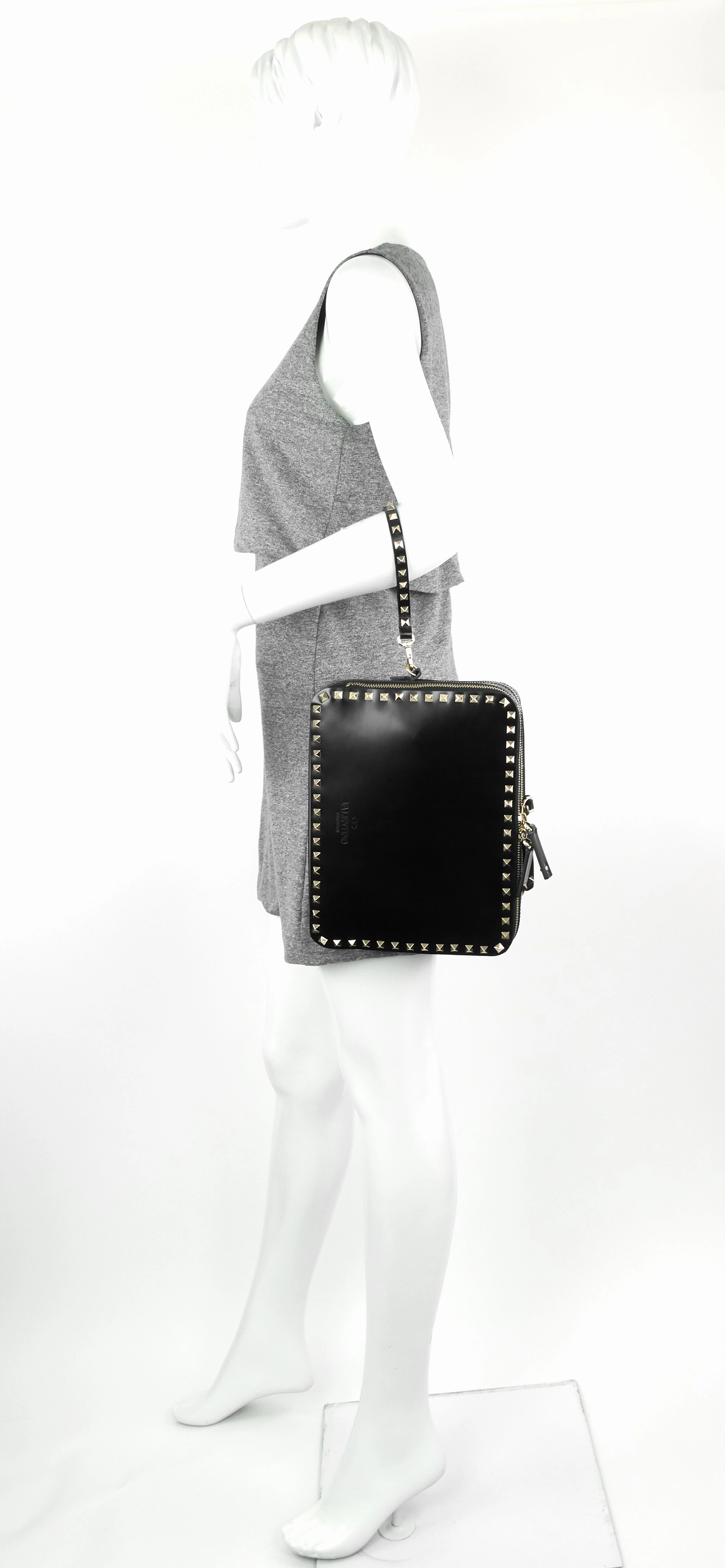 Rockstud Calfskin Clutch Bag