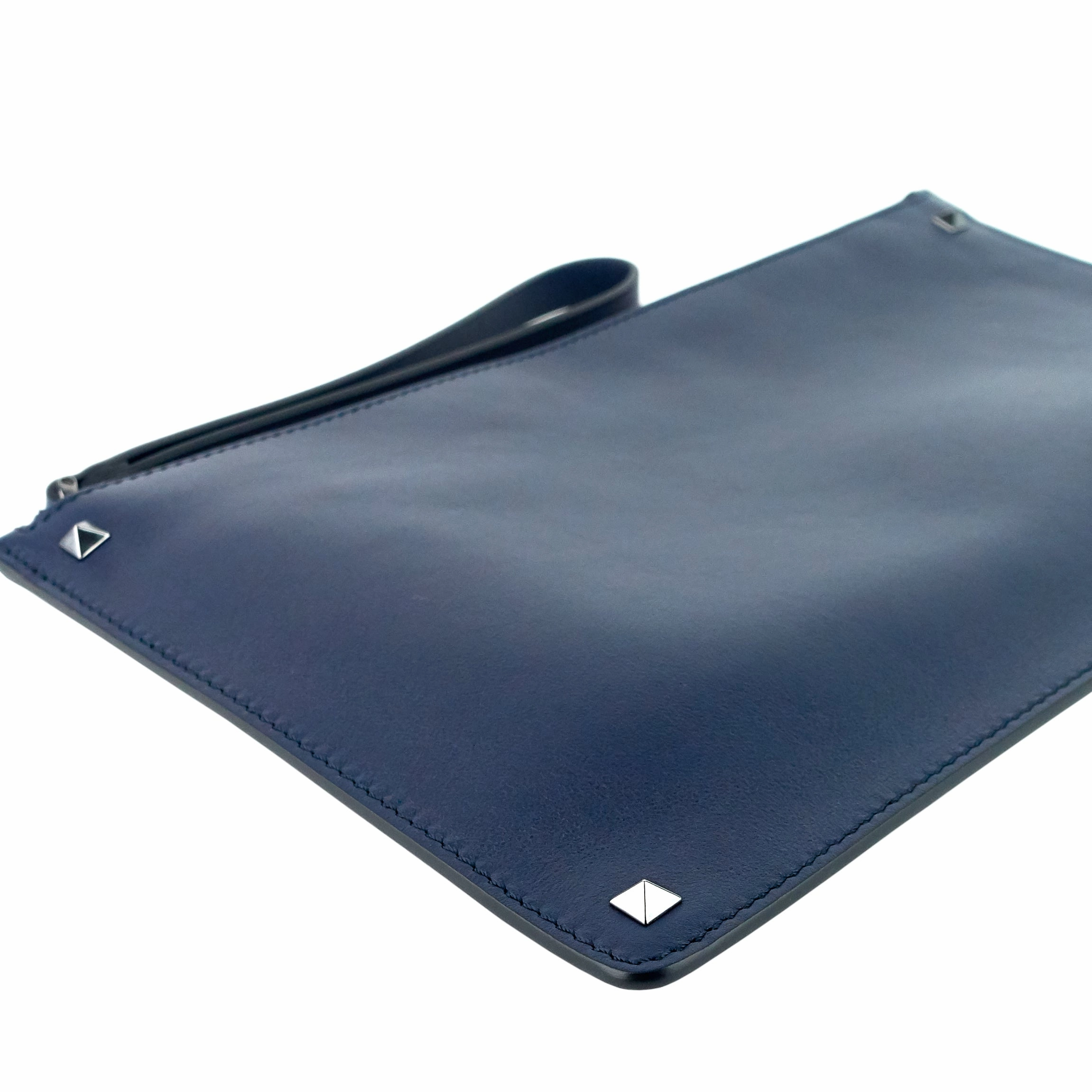 Rockstud Calfskin Leather Clutch Bag
