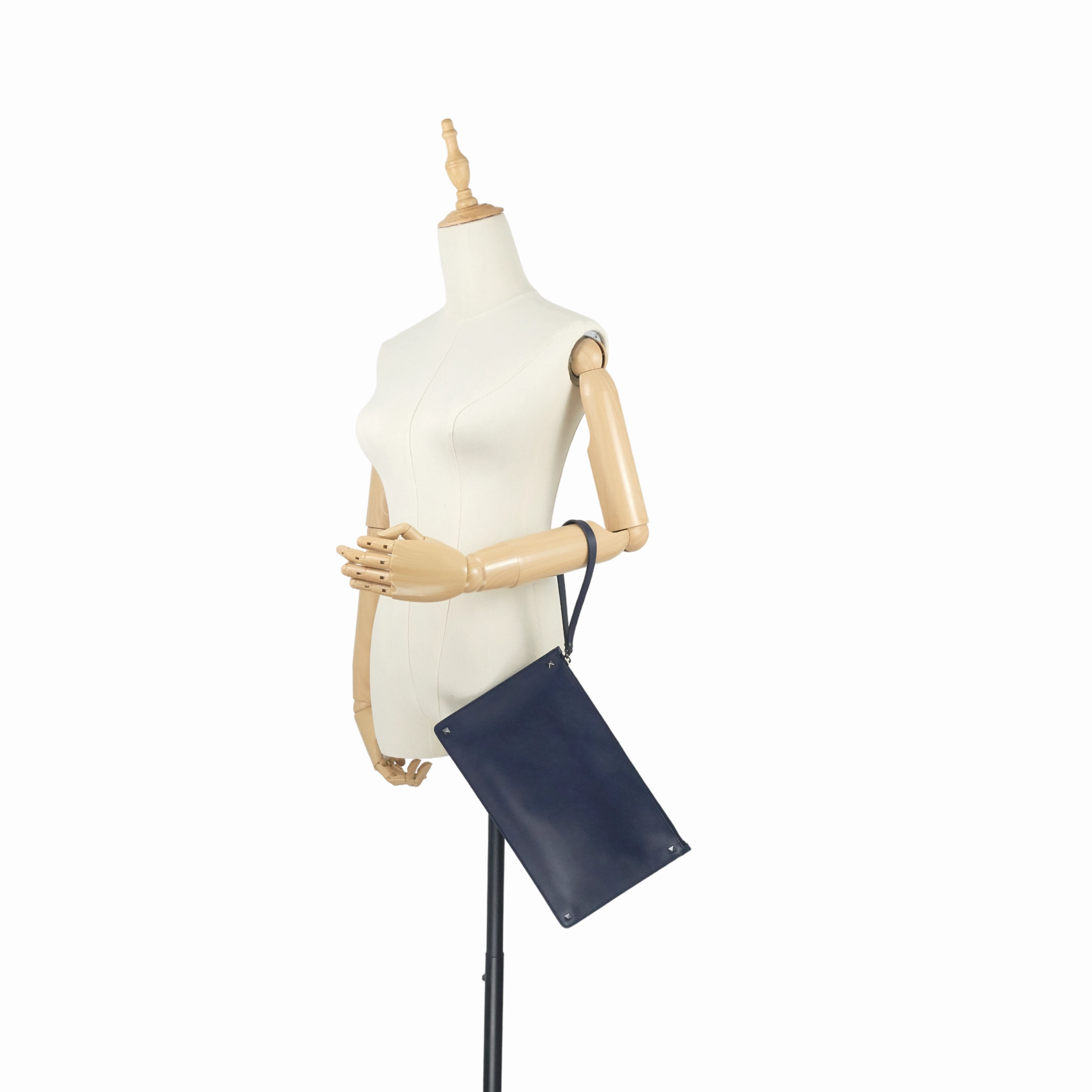 Rockstud Calfskin Leather Clutch Bag