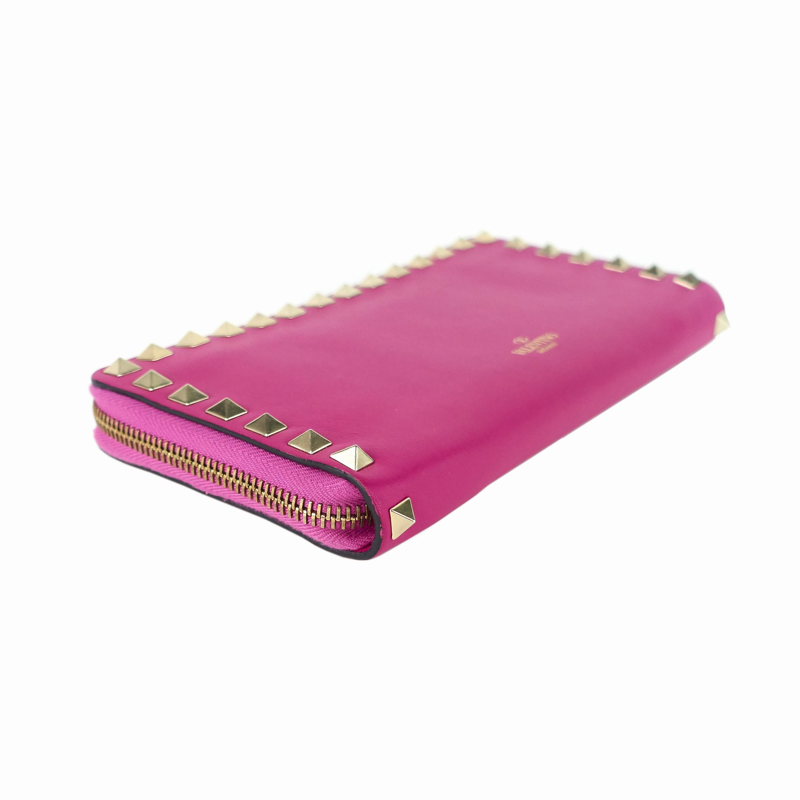 Rockstud Calfskin Leather Wallet