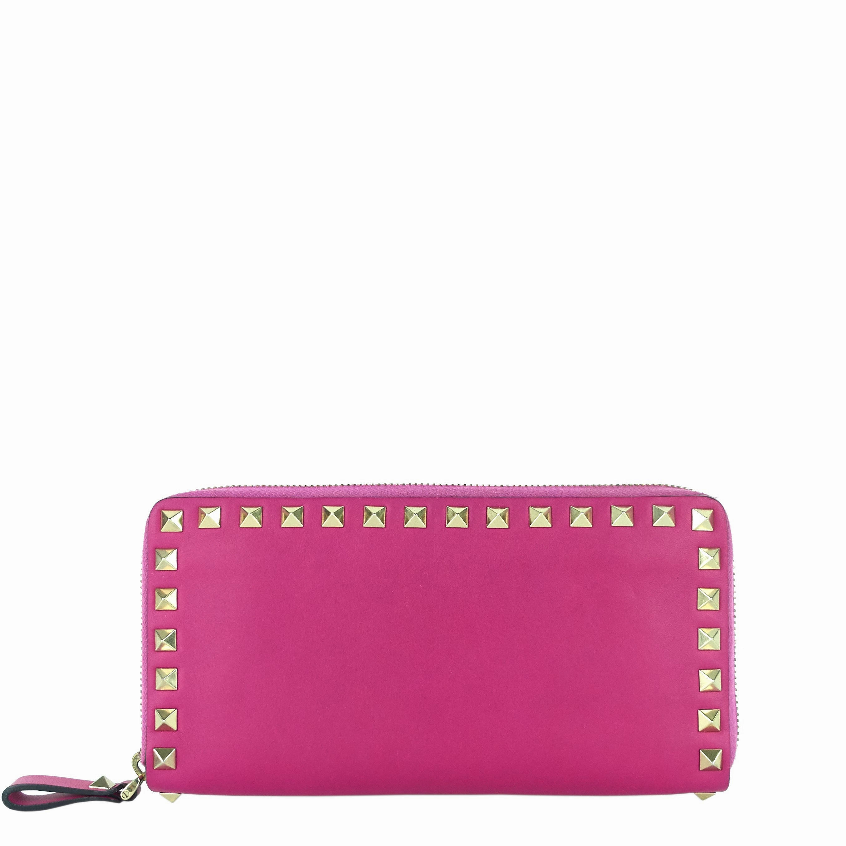 Rockstud Calfskin Leather Wallet