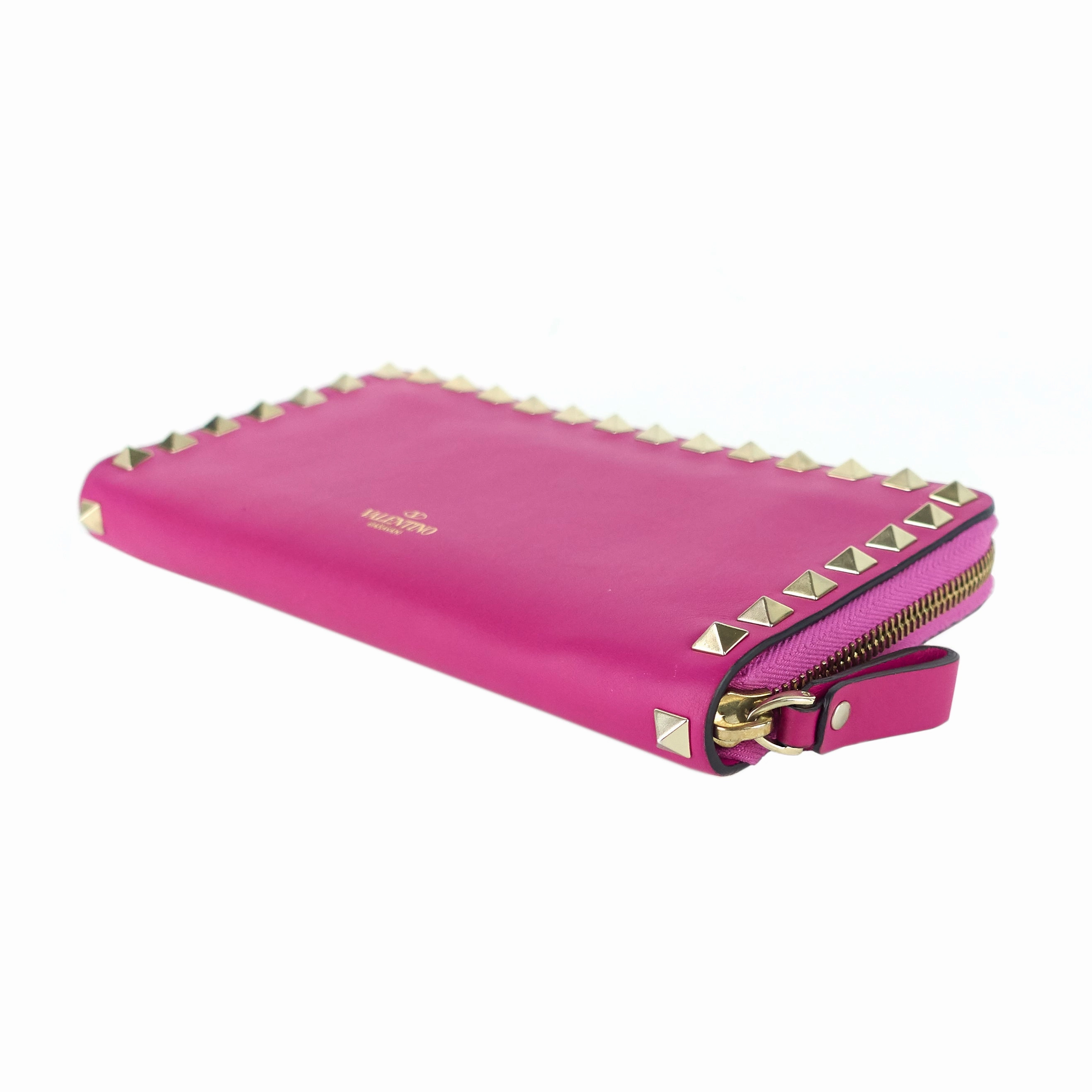 Rockstud Calfskin Leather Wallet