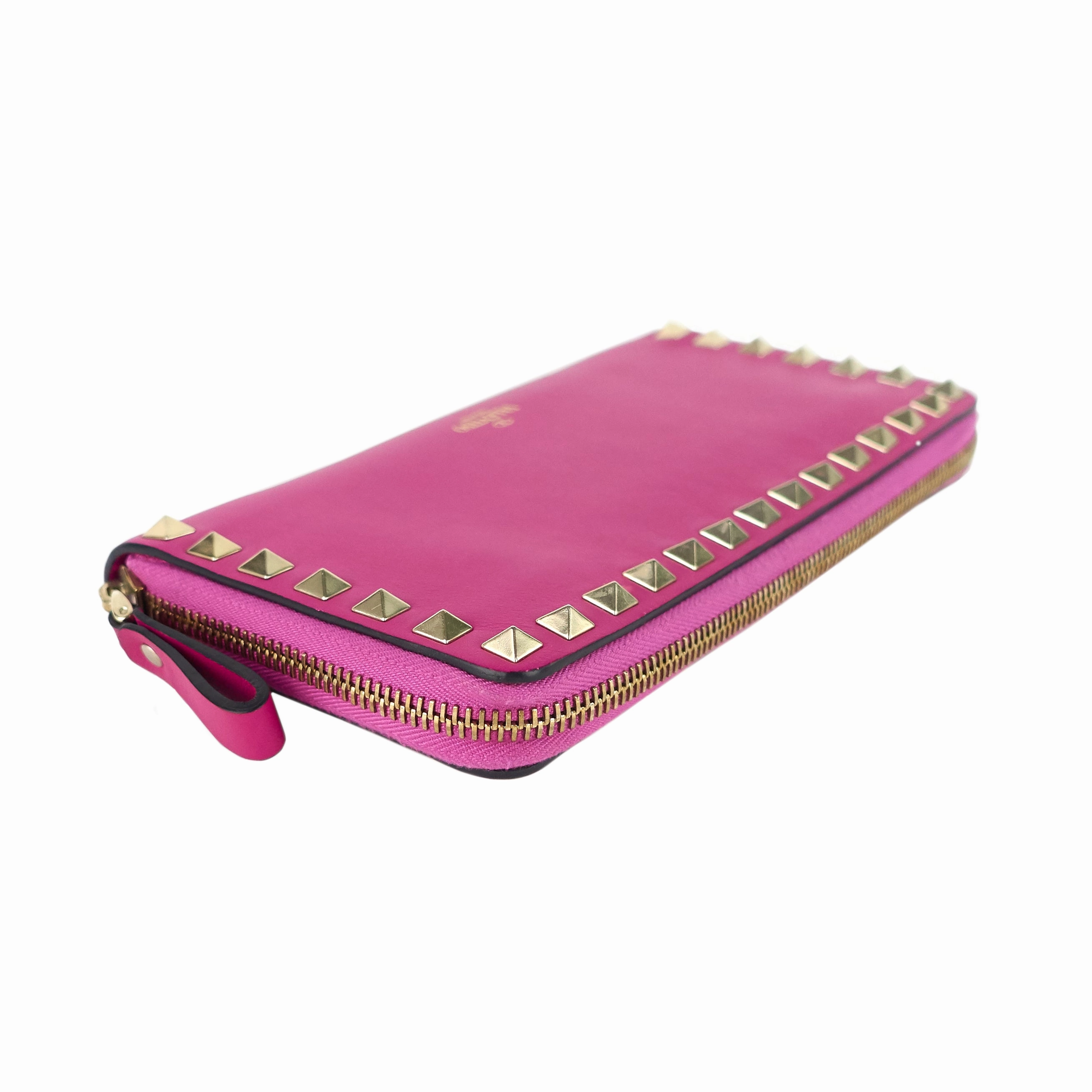 Rockstud Calfskin Leather Wallet