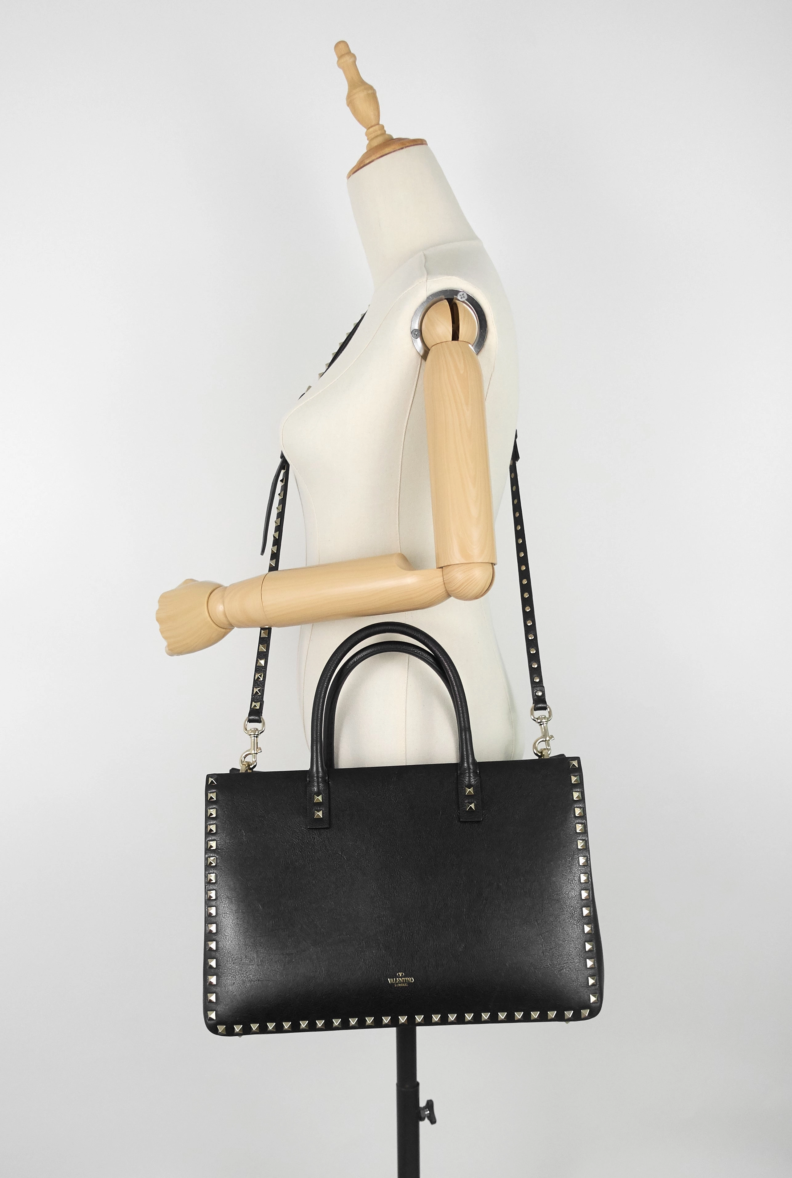 Rockstud Convertible Leather Tote Bag