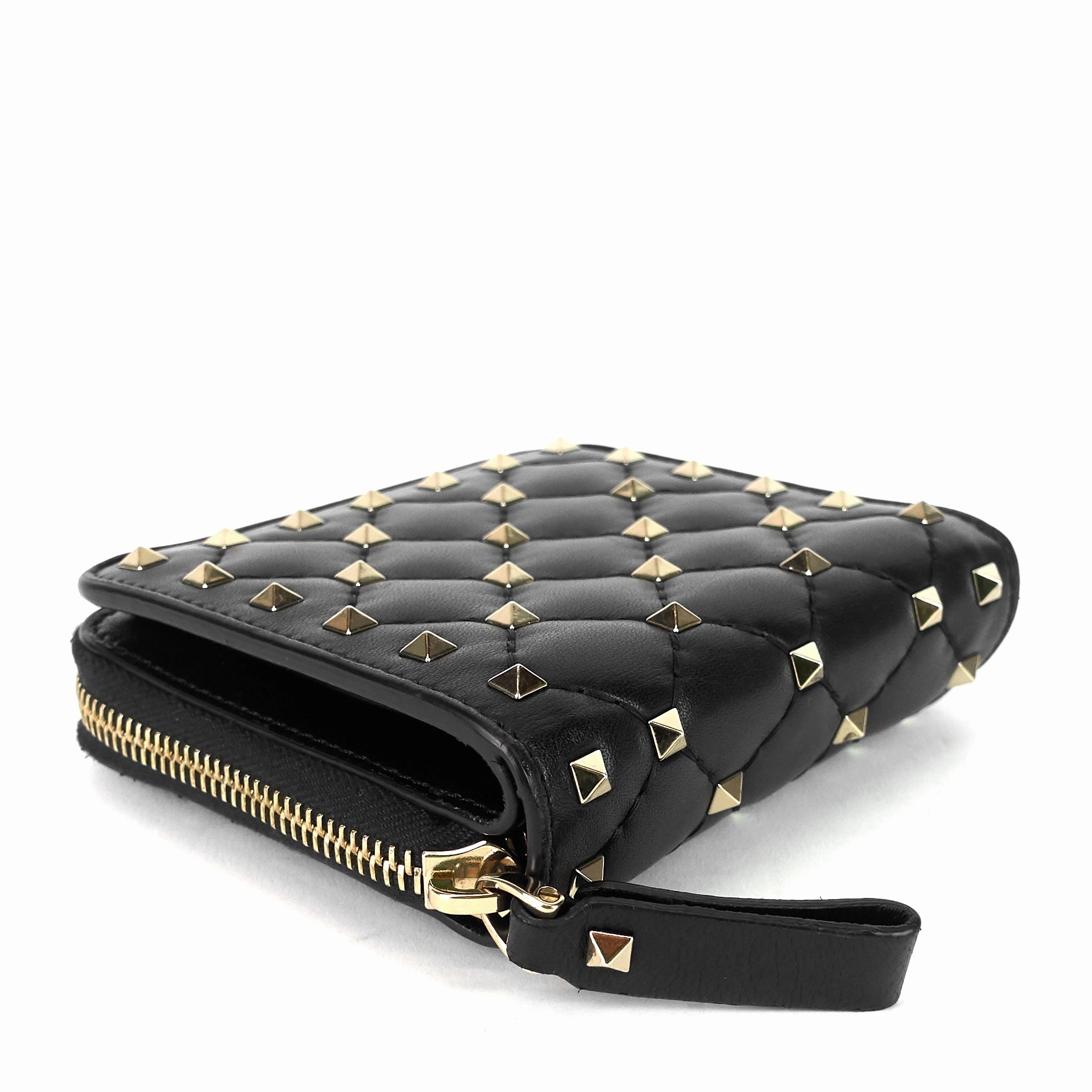 Rockstud Spike Compact Lambskin Leather Wallet
