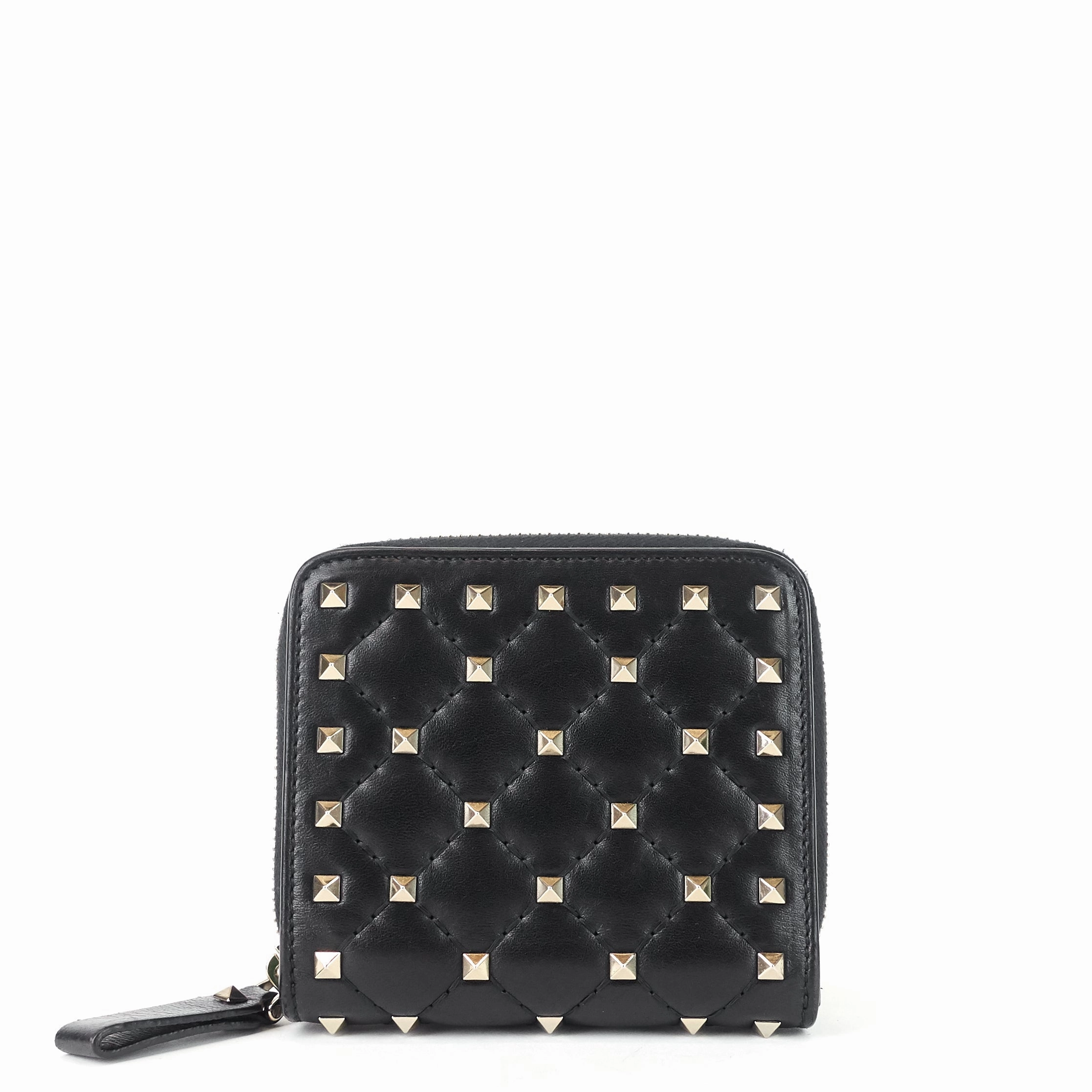 Rockstud Spike Compact Lambskin Leather Wallet
