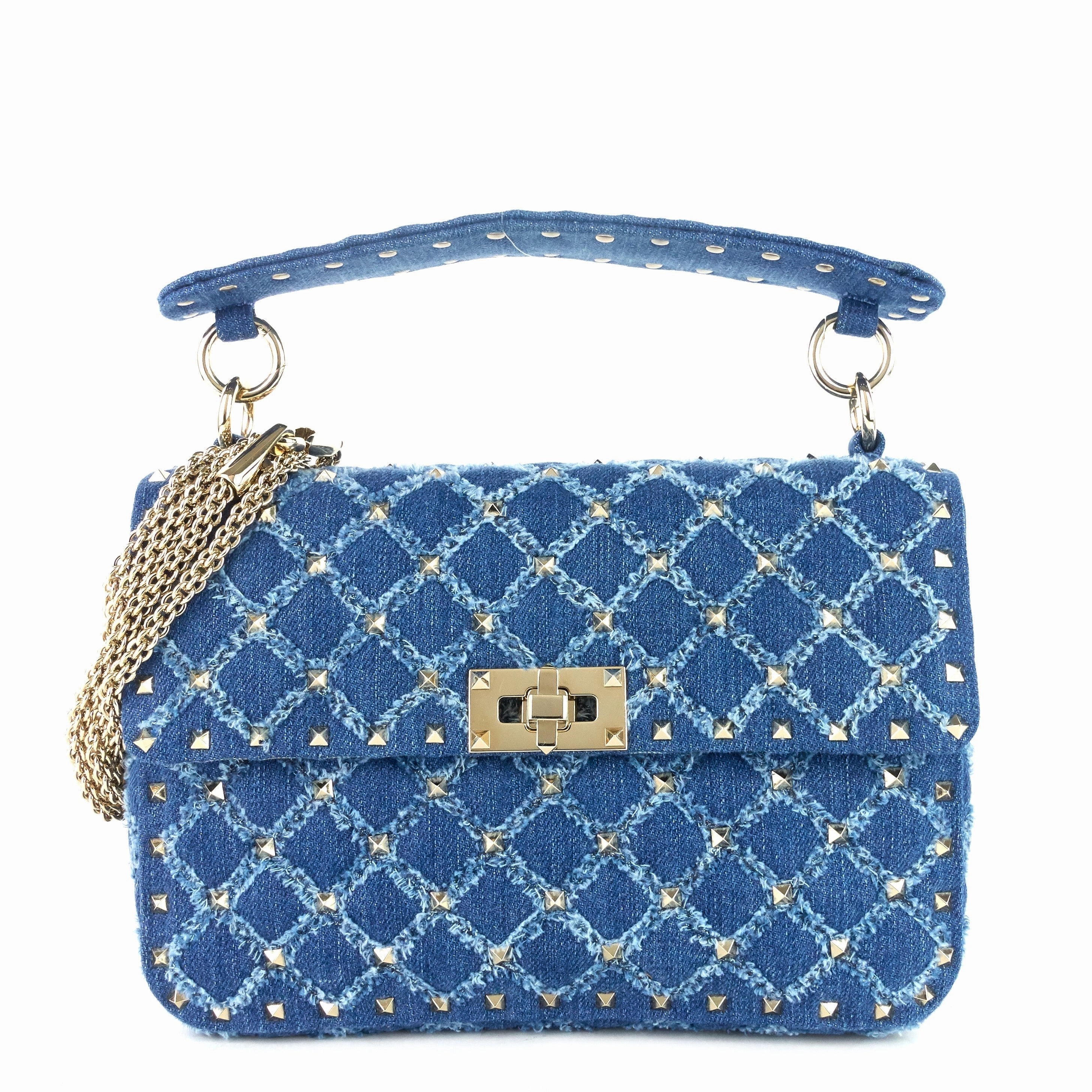Rockstud Spike Medium Matelass Denim Flap Bag
