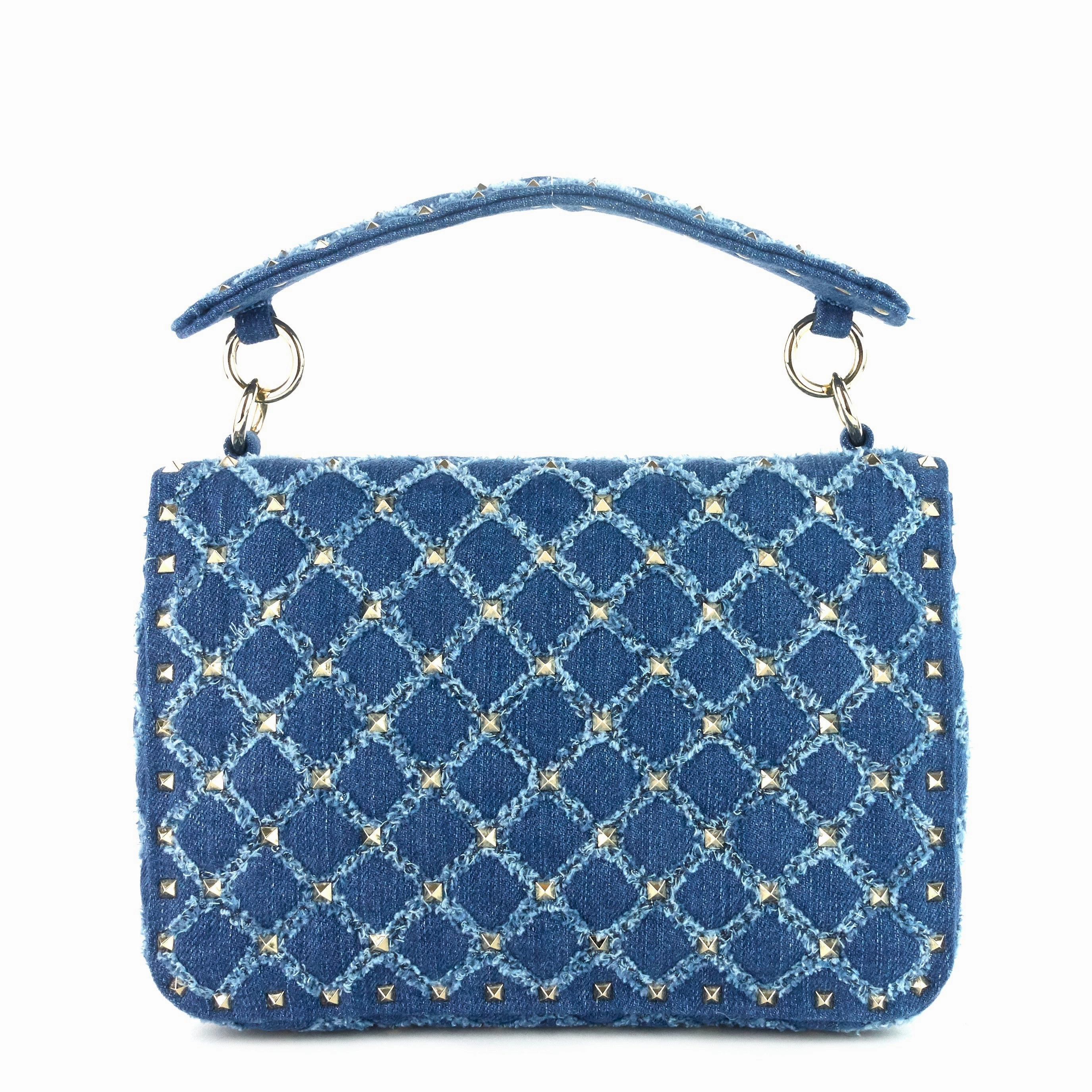 Rockstud Spike Medium Matelass Denim Flap Bag