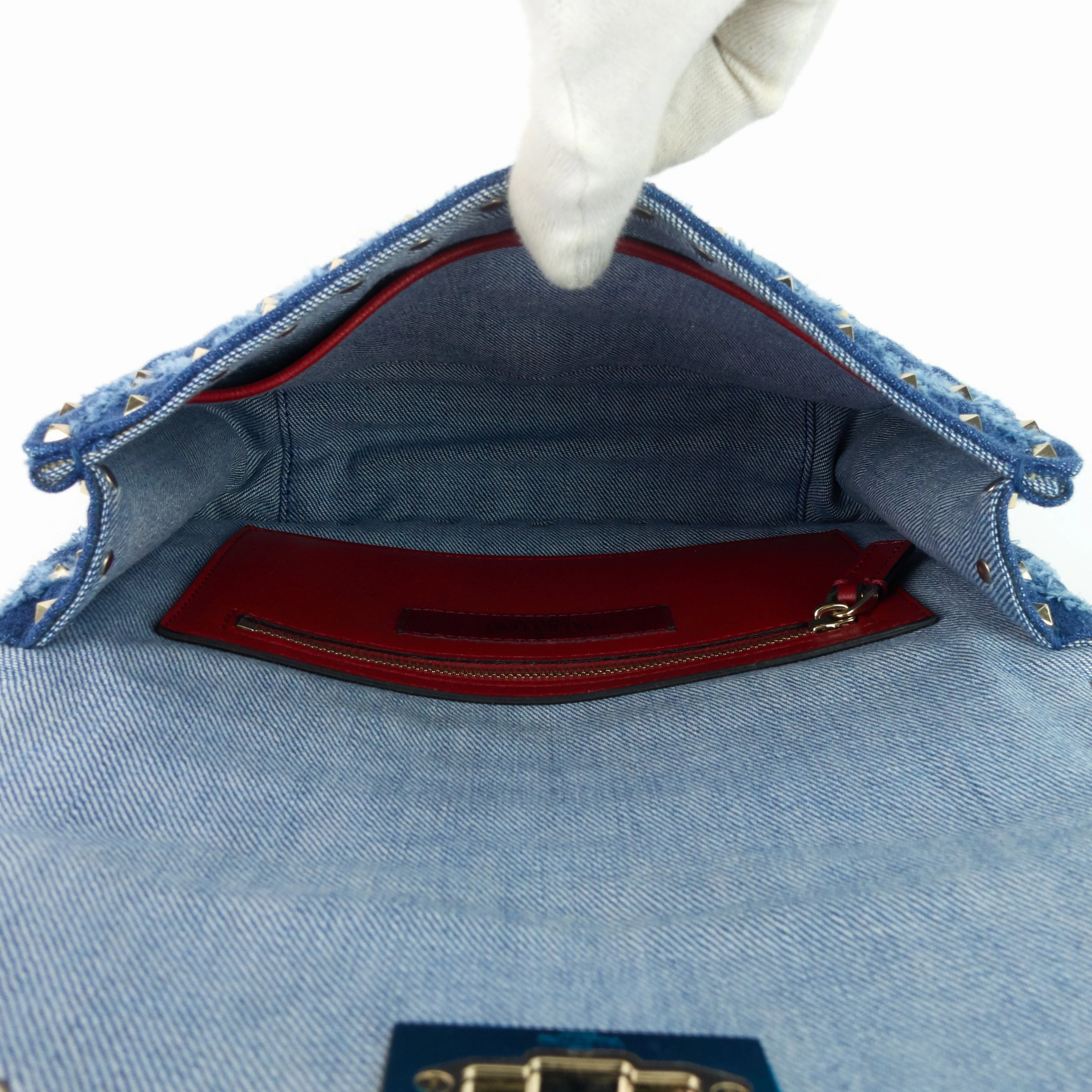 Rockstud Spike Medium Matelass Denim Flap Bag