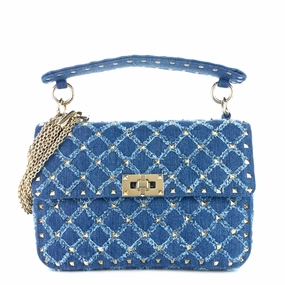 Rockstud Spike Medium Matelass Denim Flap Bag