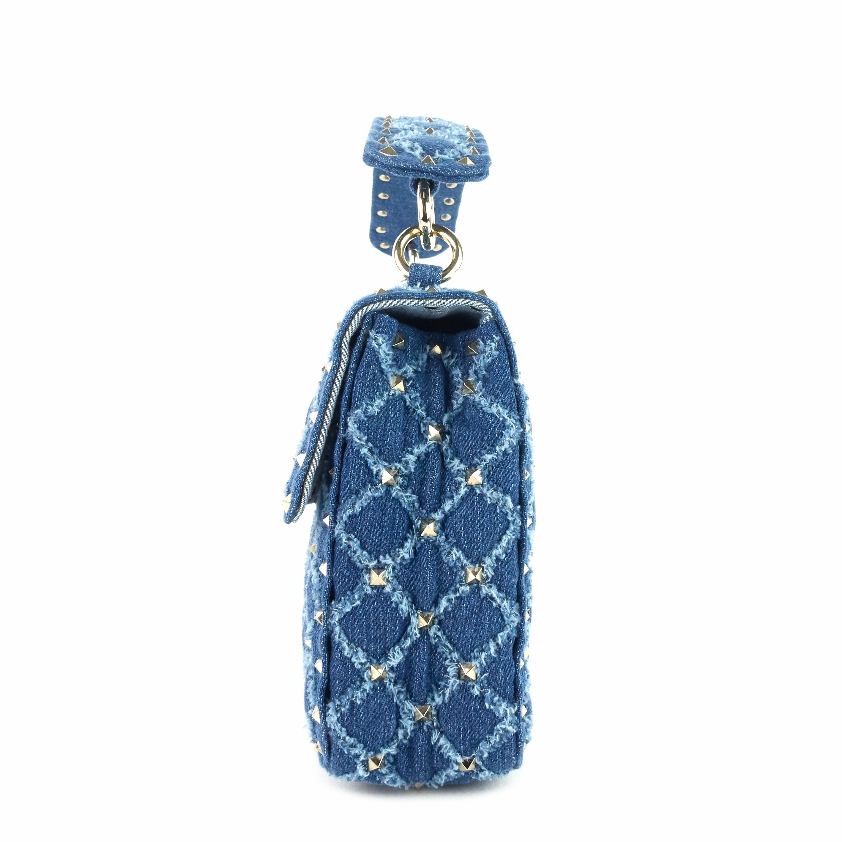 Rockstud Spike Medium Matelass Denim Flap Bag