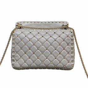 Rockstud Spike Shoulder Medium Lambskin Blue GHW