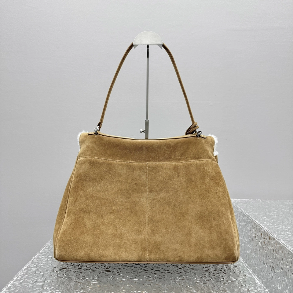 Rodeo Large Shearling-Lined Suede Shoulder Bag Leather Tote Bag for Women