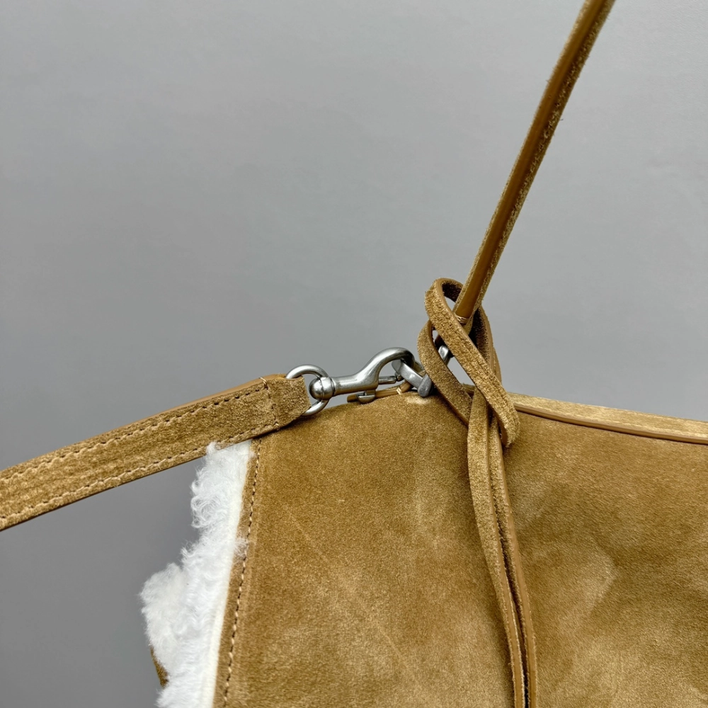 Rodeo Large Shearling-Lined Suede Shoulder Bag Leather Tote Bag for Women