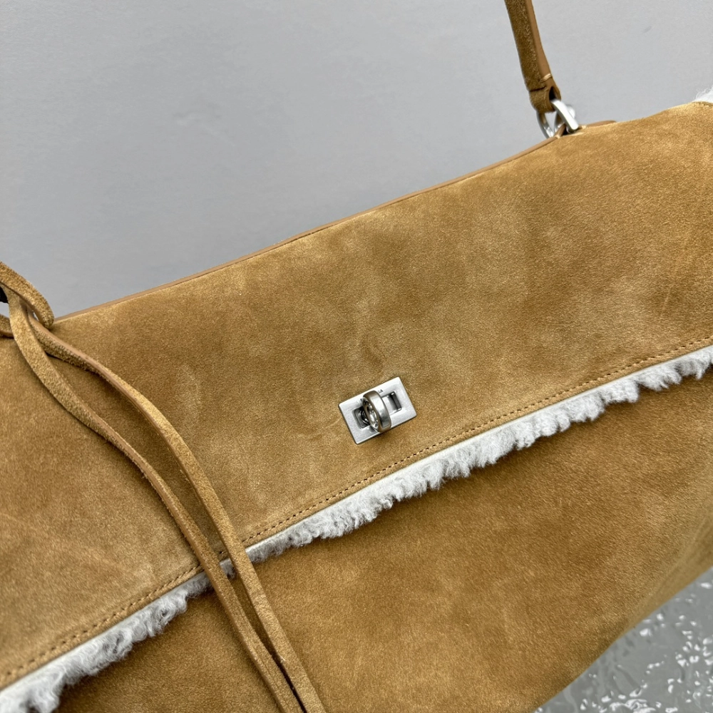 Rodeo Large Shearling-Lined Suede Shoulder Bag Leather Tote Bag for Women