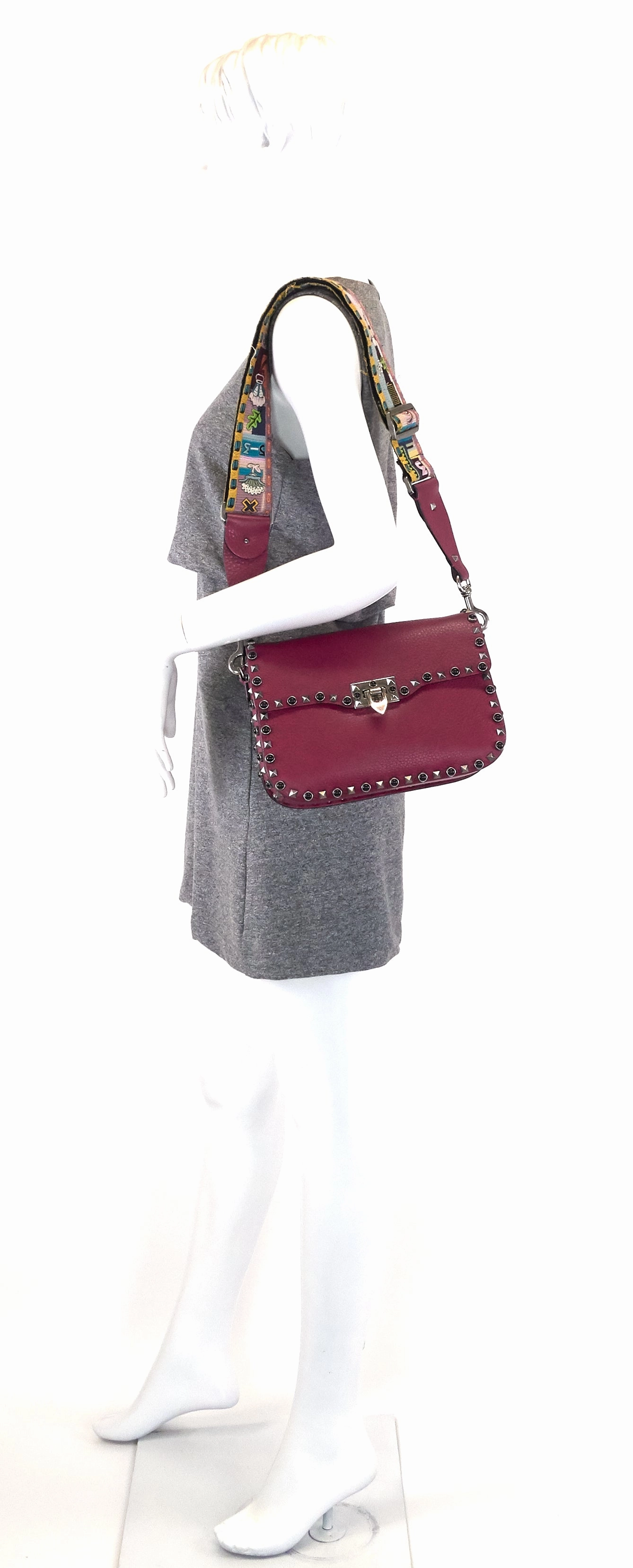 Rolling Rockstud With Cabochons Medium Leather Crossbody Bag