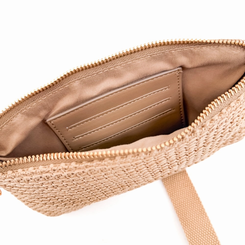 Rome Raffia Clutch Card Holder Wristlet