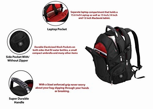 Ruigor Laptop Travel College Business Backpack, Water Resistant Gaming Bag for Men and Women, Fits up to 15.5" Computer, ICON 08 by Swiss