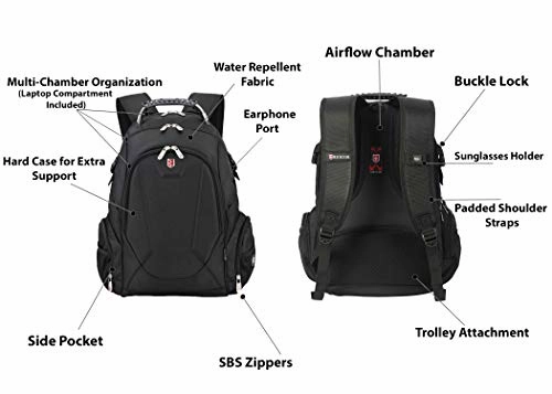 Ruigor Laptop Travel College Business Backpack, Water Resistant Gaming Bag for Men and Women, Fits up to 15.5" Computer, ICON 08 by Swiss