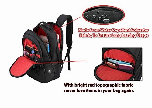 Ruigor Laptop Travel College Business Backpack, Water Resistant Gaming Bag for Men and Women, Fits up to 15.5" Computer, ICON 08 by Swiss