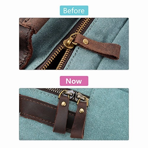 S-Zone Retro Canvas Leather School Travel Backpack Rucksack 15.6-Inch Laptop Bag