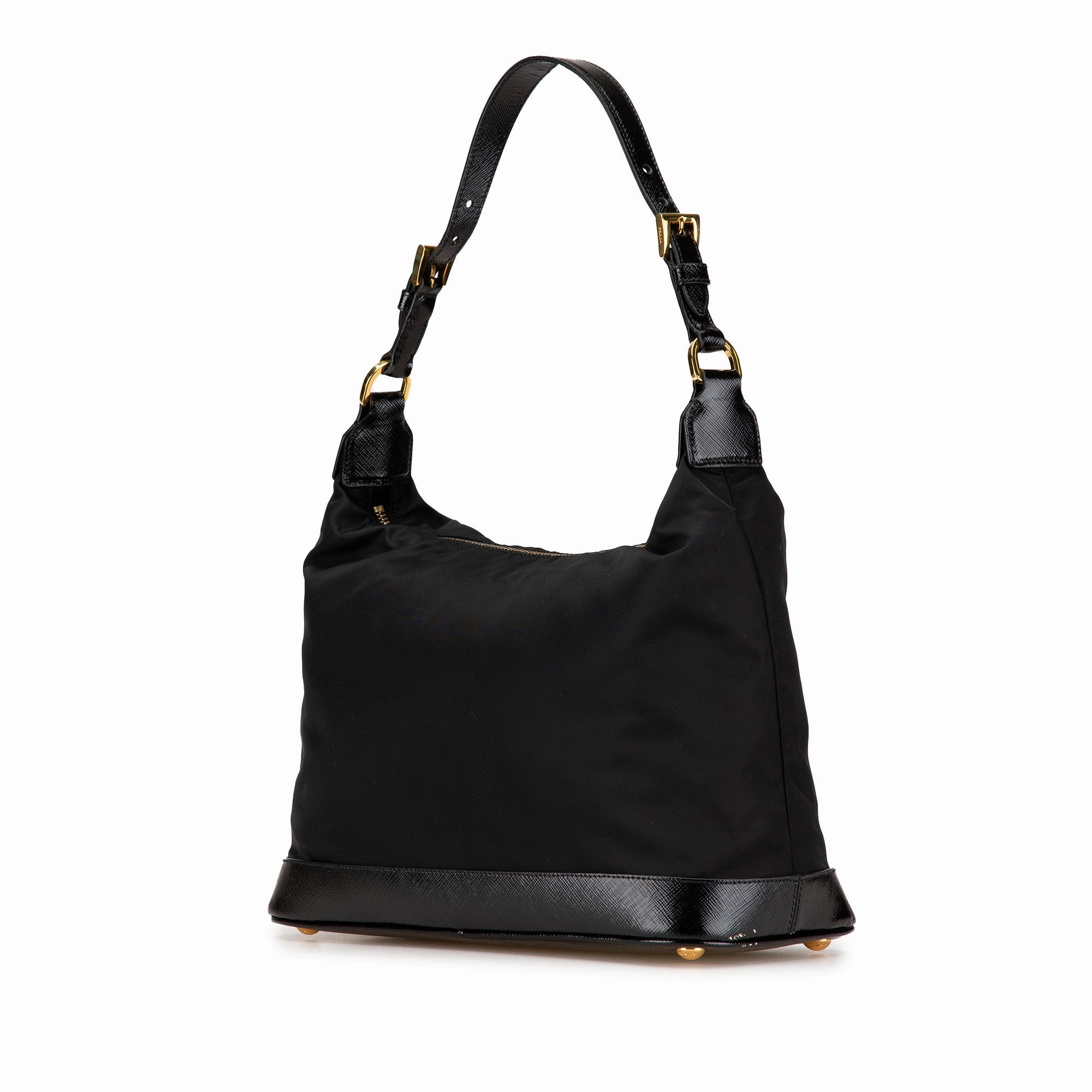 Saffiano Vernice Trimmed Tessuto Shoulder Bag