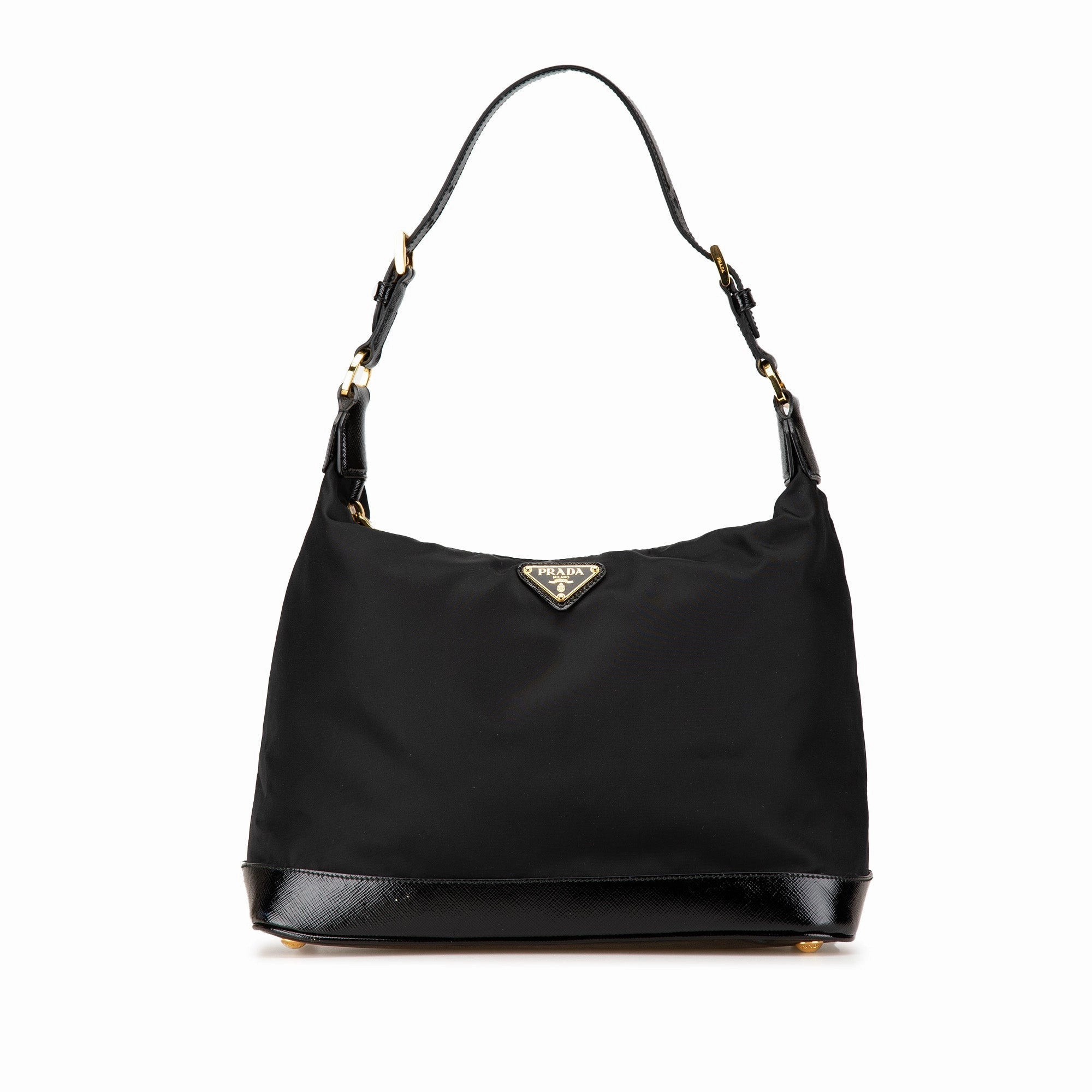 Saffiano Vernice Trimmed Tessuto Shoulder Bag