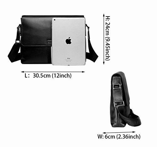 Saierlong New Mens Black Genuine Leather Briefcase Messenger Bags Business Handbags