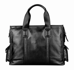 Saierlong New Mens Black Genuine Leather Briefcase Shoulder Laptop Business Bag
