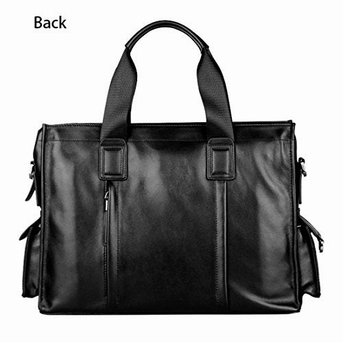 Saierlong New Mens Black Genuine Leather Briefcase Shoulder Laptop Business Bag