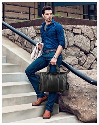 Saierlong New Mens Black Genuine Leather Briefcase Shoulder Laptop Business Bag