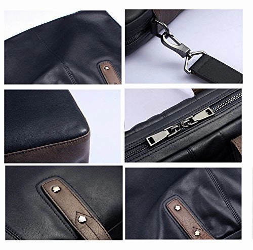 Saierlong New Mens Blue Genuine Leather Briefcase Shoulder Laptop Business Bag