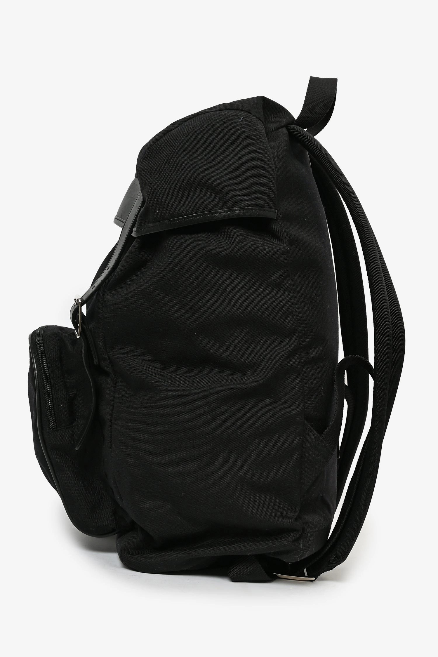 Saint Laurent 2016 Black Nylon Leather Trimmed Backpack