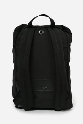Saint Laurent 2016 Black Nylon Leather Trimmed Backpack