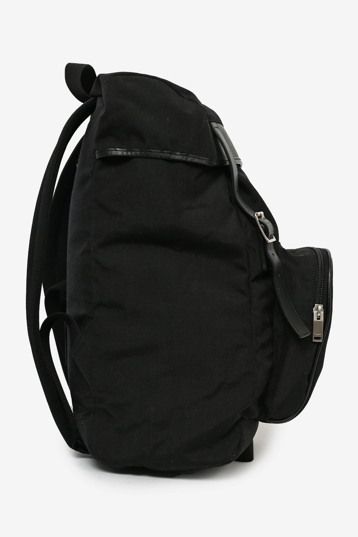 Saint Laurent 2016 Black Nylon Leather Trimmed Backpack