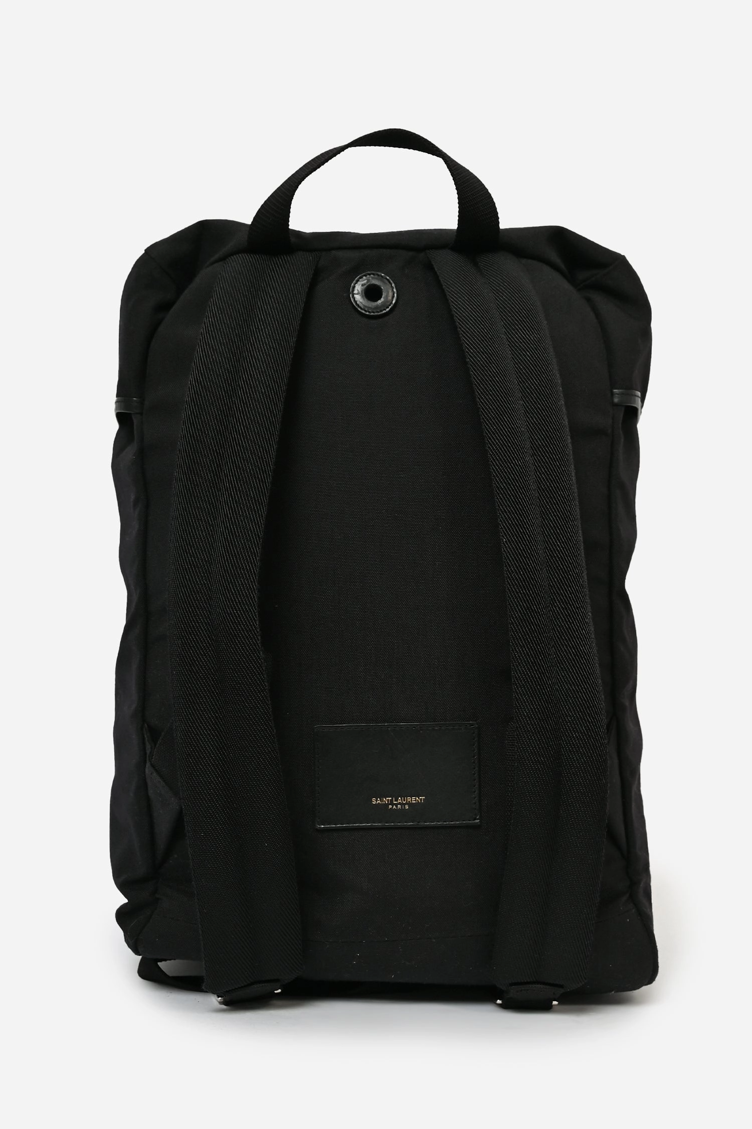 Saint Laurent 2016 Black Nylon Leather Trimmed Backpack