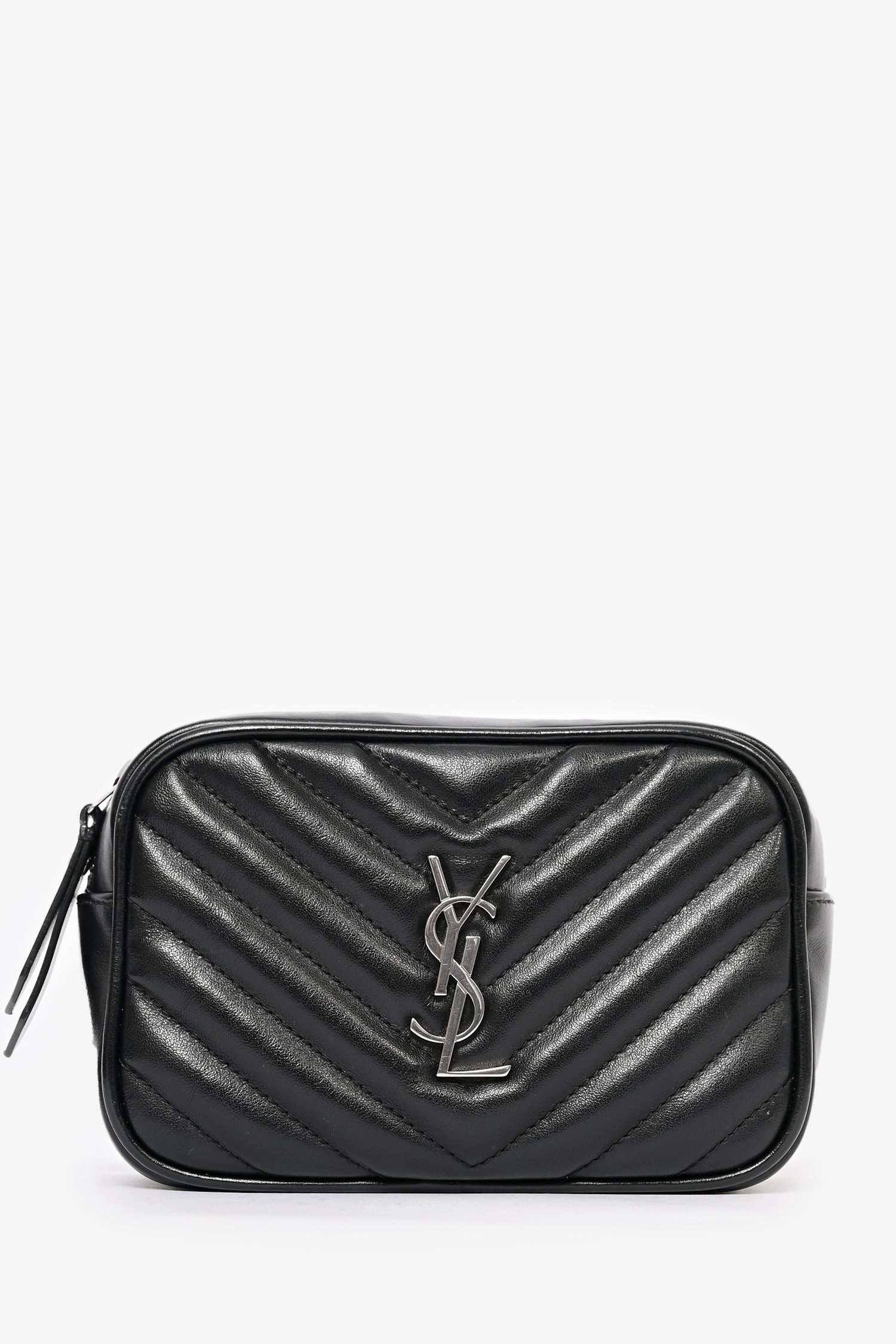 Saint Laurent 2019 Black Chevron Leather Mini Lou Camera Crossbody