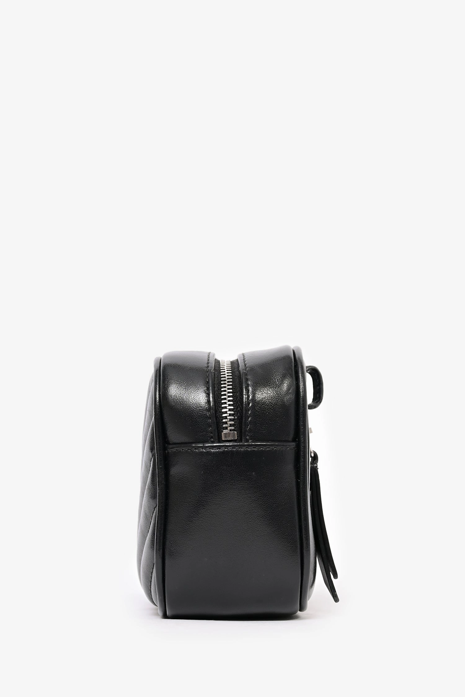 Saint Laurent 2019 Black Chevron Leather Mini Lou Camera Crossbody