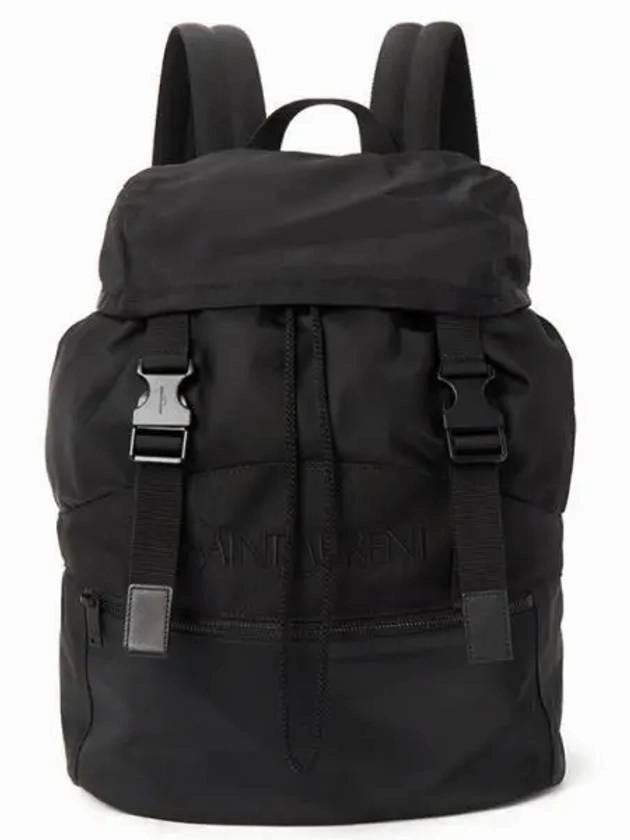 Saint Laurent Backpack In Econyl And Vegetable-Tanned Leather Black